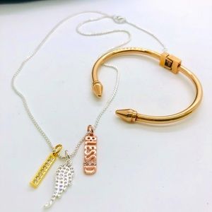 Vintage Arrow Bracelet & Blessed Rhinestone Necklace